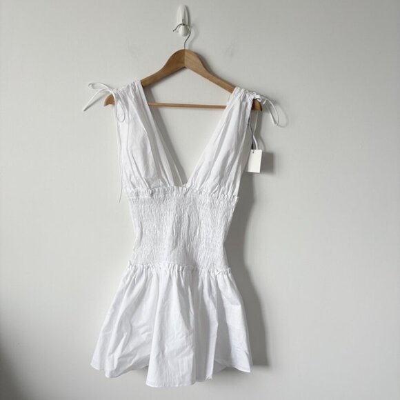 Zara Poplin Cinched Smock Mini Dress NWT White Size XL - Picture 7 of 11